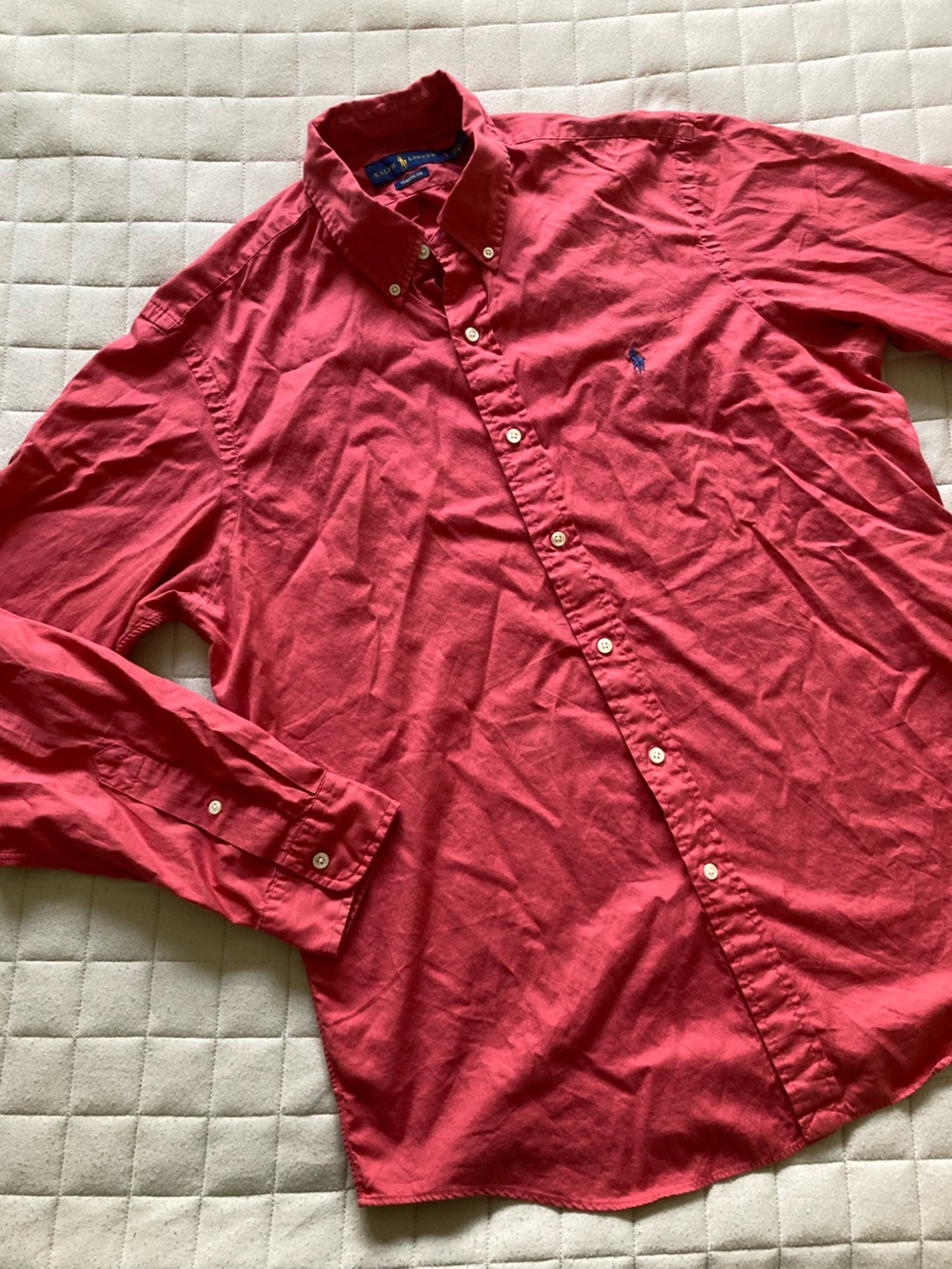 Ralph Lauren Men’s Red Salmon Long-Sleeve Button-Down Shirt